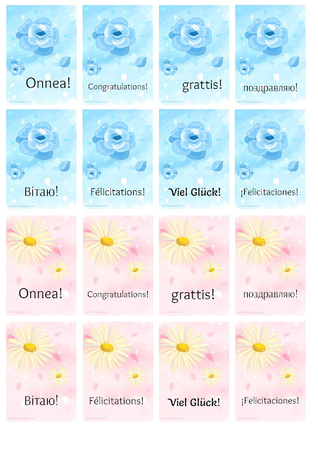 Congratulation cards in different languages / Onnittelukortteja eri kielillä