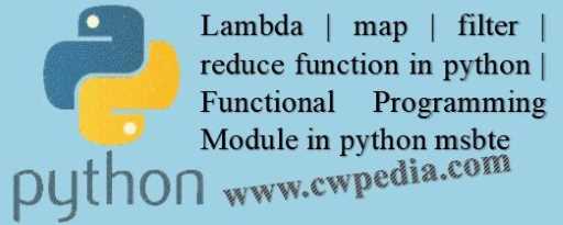 Lambda | map | filter | reduce function in python | Functional Programming Module in python msbte