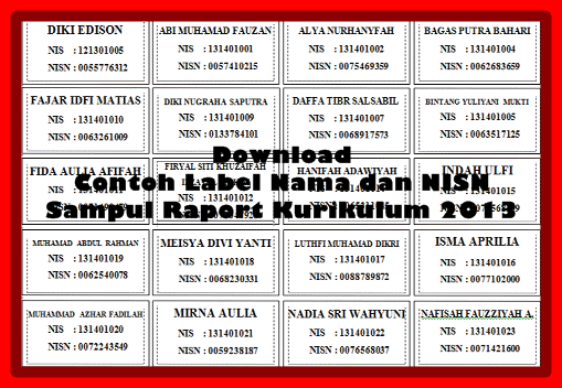 Contoh Label Nama Dan NISN Untuk Sampul Raport Kurikulum 2013 Terbaru
