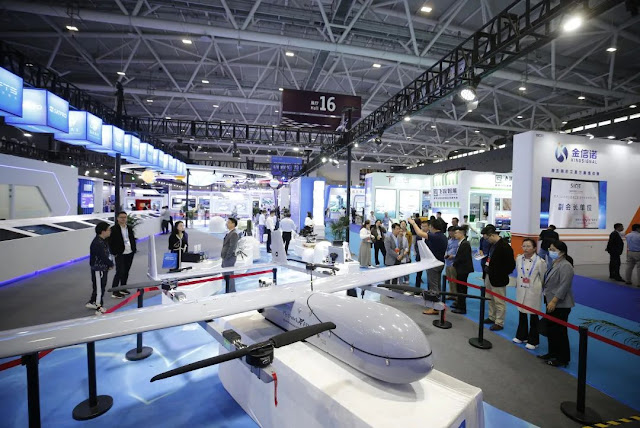 Drones exhibited at the 2023 Hi-Tech Fair. Photo by Yang Haohan,