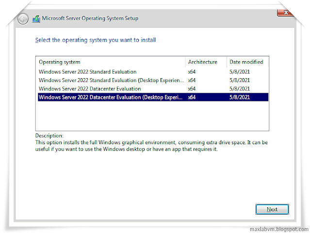 Windows Server 2022 DataCenter Evaluation (Desktop Experience)