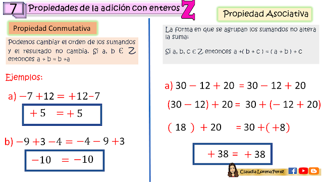 propiedades de la suma con enteros