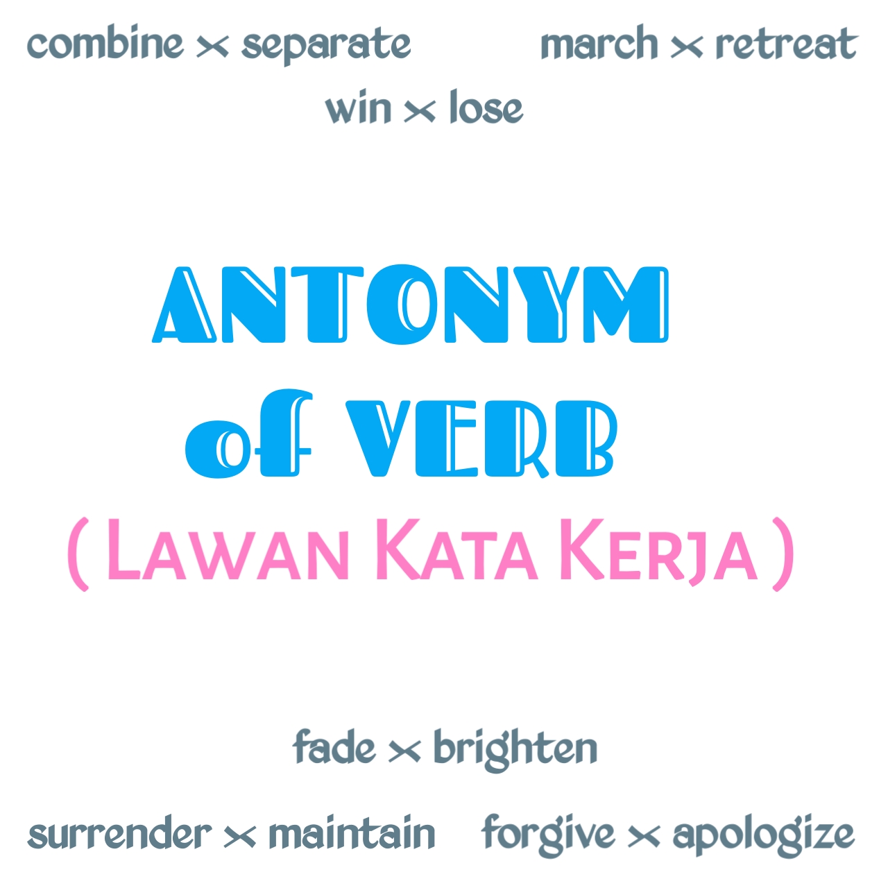 Lawan Kata Kata Kerja The Antonym Of Verb Dunia Bahasa Inggris
