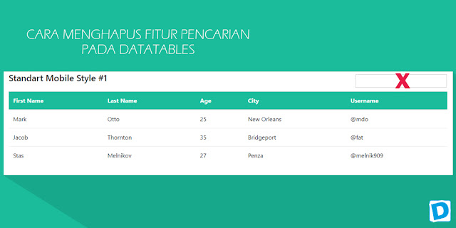 Cara Menghilangkan Pencarian pada DataTables - Dunia Programming