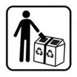 Figura de um humano e duas latas de lixo