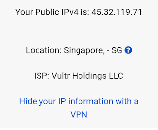 Informasi IP setelah terhubung SSH