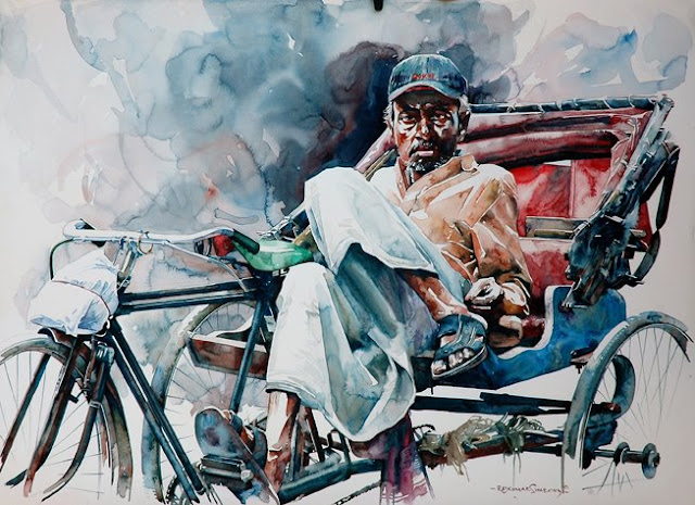 Indian Watercolor Artist- "Rajkumar Sthabathy" 1975