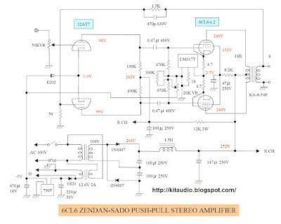 Home Audio Amplifier on Audio Kit Amplifier Circuit Diagrams  12at7   6cl6 Push Pull Tube