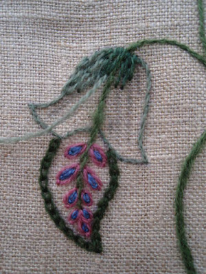 Crewel work flower - long and short stitch.