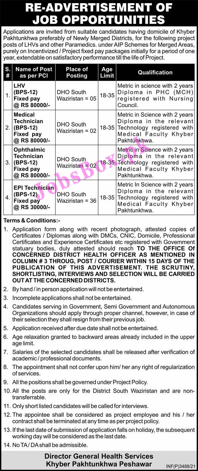 Health Department South Waziristan Jobs 2021 Latest