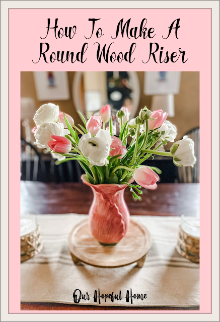 pink tulips white ranunculus pink vase wood riser
