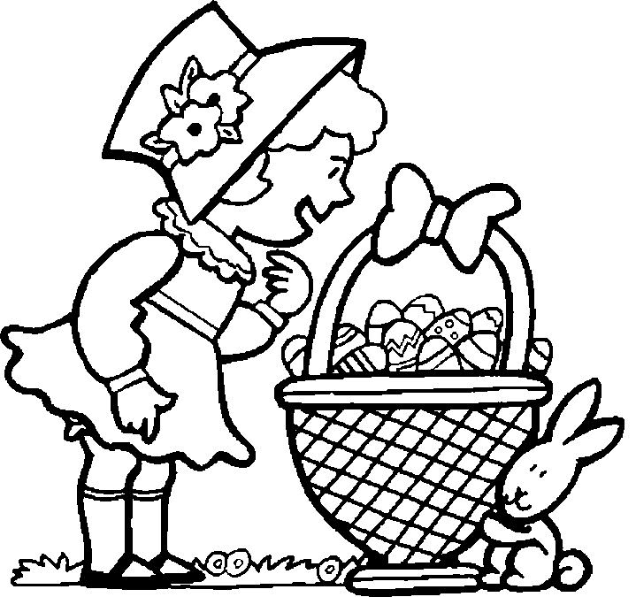 Coloring Pages Rabbit. Happy Easter Coloring Page