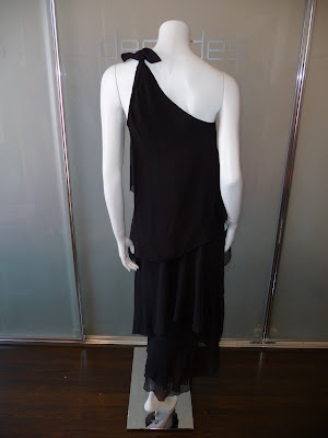 one shoulder dress black. Halston lack