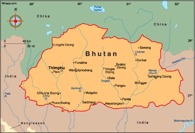 Bhutan Map Regional Political