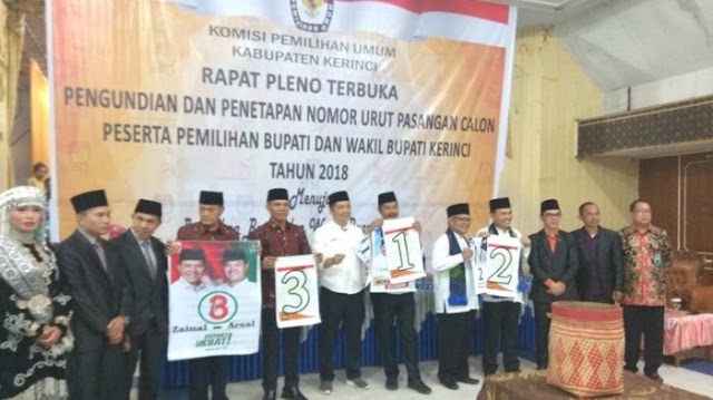 Setelah Mendapat Nomor Urut, Ini Tanggapan Tiga Calon Bupati Kerinci