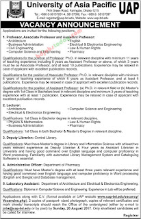  UNIVERSITY OF ASIA PACIFIC  Position : Laboratory Assistant