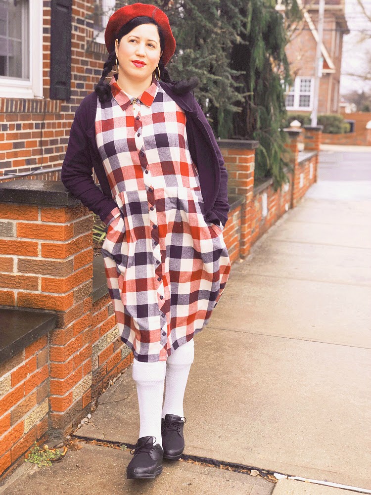 A Vintage Nerd, Vintage Blogger, Cats Like Us, Modcloth Plaid Dress, Vintage Lifestyle Blogger,  Plus Size Fashion, Curvy Blogger, Plaid Dress, 1960's Beret, Vintage Inspired Fashion, Fashion Blogger, Creating Your Own Styles, Tips on How To Create Your Own Stye