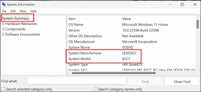 Using system info to find model number of a laptop 2