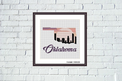 Oklahoma state map skyline cross stitch pattern - Tango Stitch
