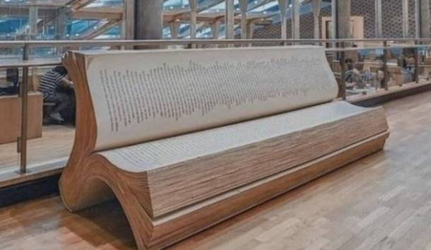 Book-shaped library bench