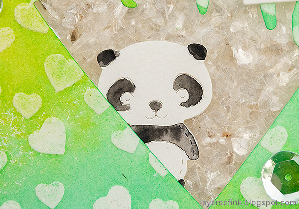 Layers of ink - Panda Shaker Card Tutorial by Anna-Karin Evaldsson. Tiny panda.