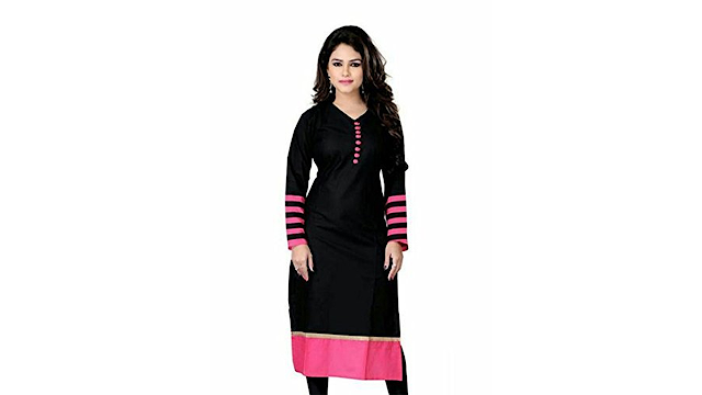 Pramukh Fashion Women's Cotton Semi-Stitched Kurti (black doot_Multi_Free Size)