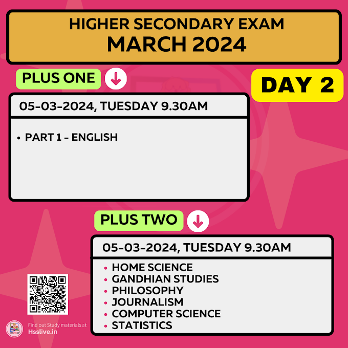 Higher Secondary Exam March 2024: Daily Time Table and Study Material 