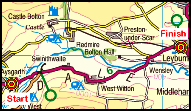 Map of the Aysgarth-Leyburn area