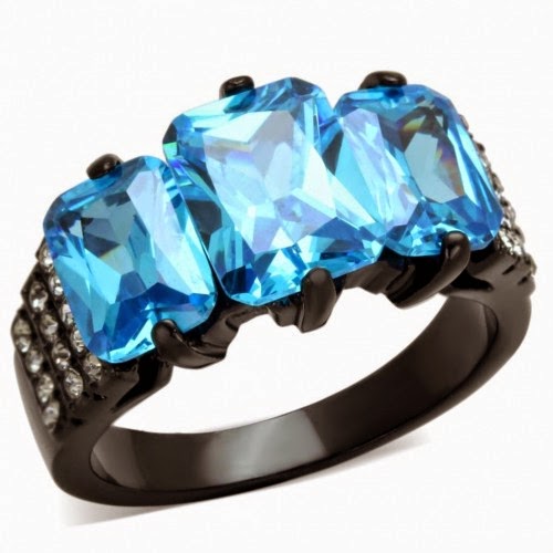 BLACK STAINLESS STEEL Crystal Ring Artificial Ring 