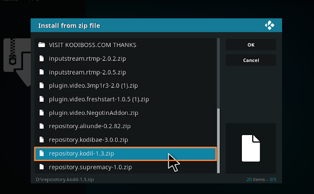 zip file download on kodi 18