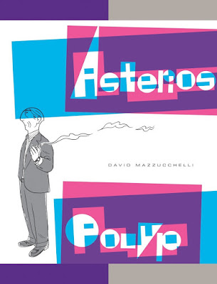 cover of David Mazzucchelli's 'Asterios Polyp' with a severe-looking man in a suit holding a cigarette