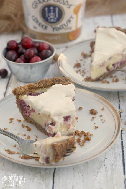 Cranberry Yogurt Custard Pie with Nutty-Oat Crust