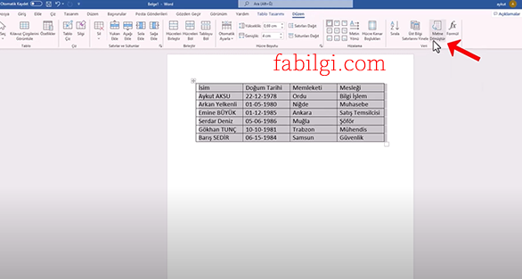 Word Tabloyu Metne Dönüştürme İşlemi Nasıl Yapılır Uygulamalı