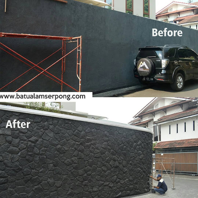 Pasang candi acak rapi elegant pada pagar (before after)