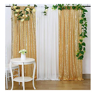 Gold Sequin Backdrop Curtain Panels Stage 2 Pieces...