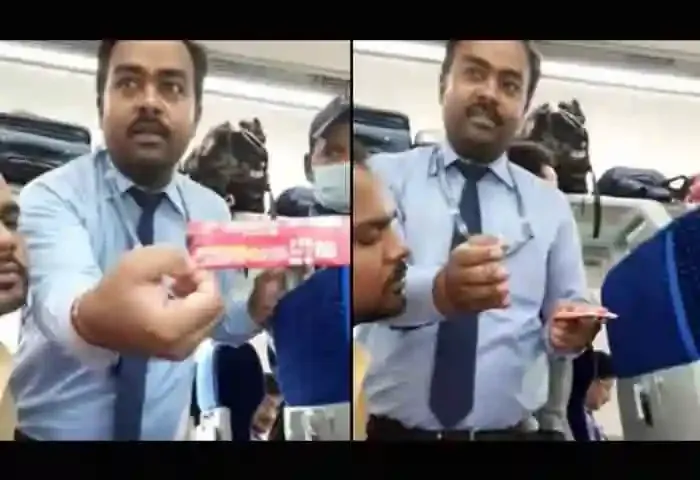 News, National, New Delhi, Railway, Viral Video, Train, Passenger, Tea, Viral Video, Report, Railway official tries to pacify passenger protesting halal tea packs.