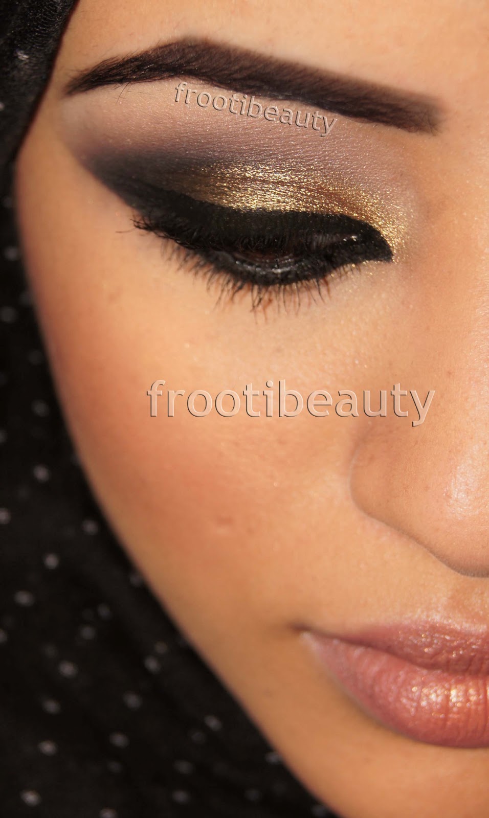 Gold Black Arabic Khaleeji Style Makeup