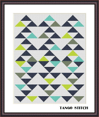 Triangles geometric cross stitch pattern - Tango Stitch