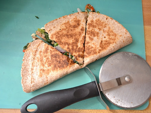 cut quesadillas