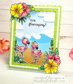 Sunny Studio Stamps: Fabulous Flamingos Customer Card by Ana A