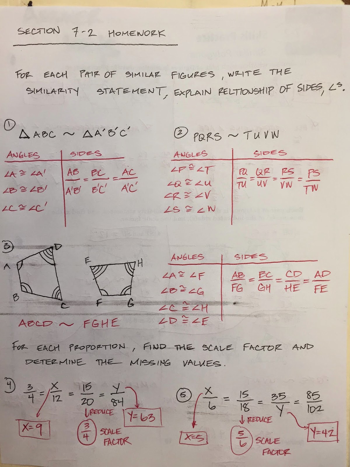 Honors Geometry - Vintage High School: Section 7-2 Similar Polygons