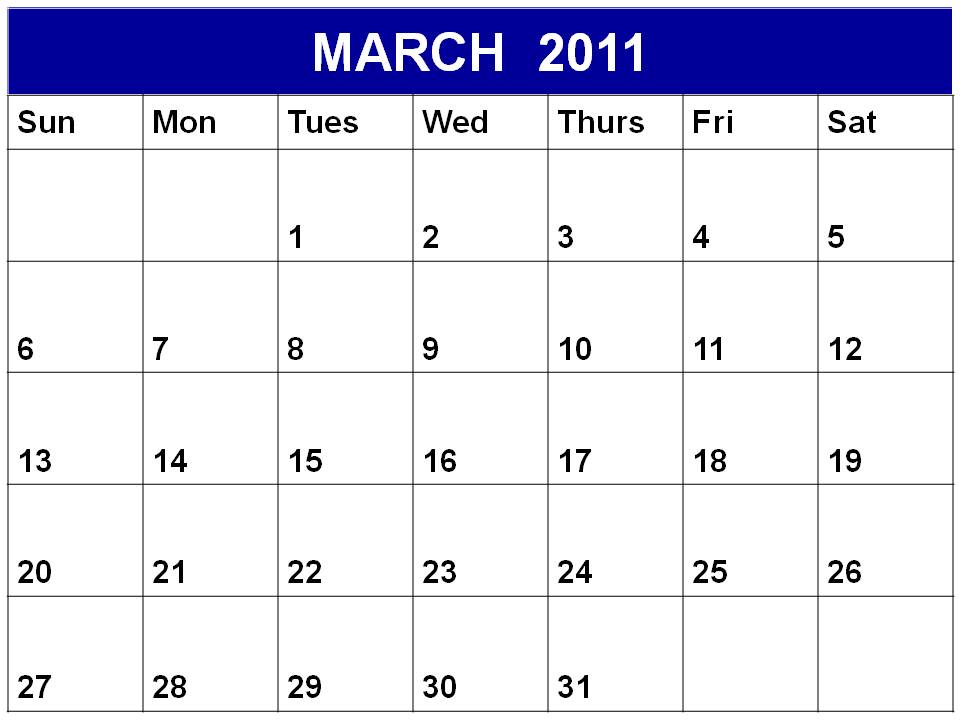 blank march calendar. printable lank calendar march