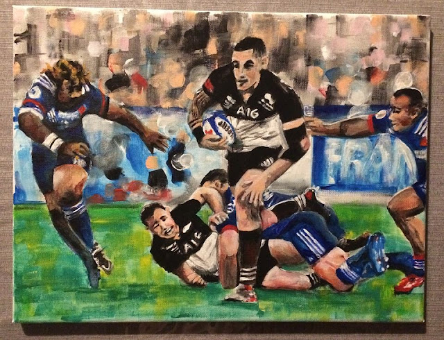 peinture acrylique de Karine Babel, joueurs de rugby