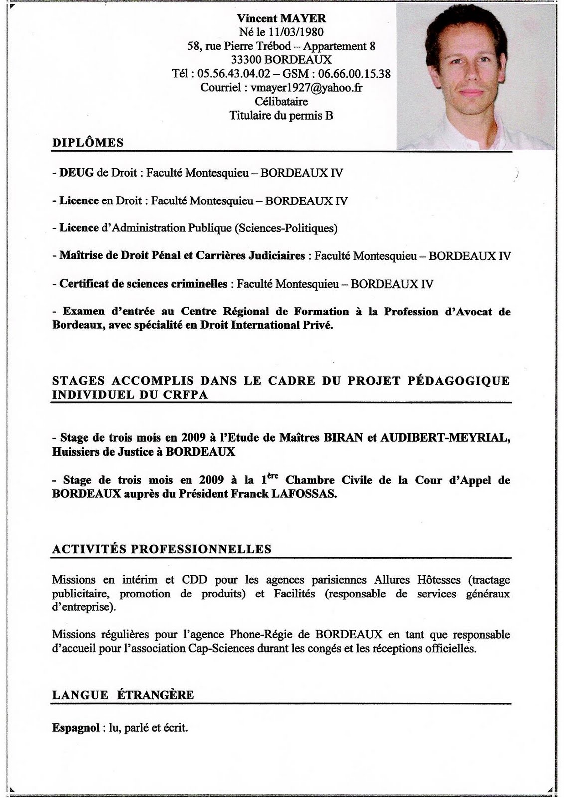 Modele cv avocat - CV Anonyme