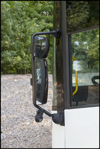 The enhanced mirror system provides superior visibility for drivers and an optional built-in camera system provides enhanced visibility in work areas and potential blind spots.