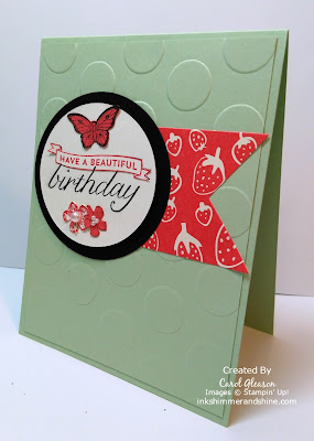 Stampin' Up! Birthday Blossoms card with Papillon Potpourri butterfly in Watermelon Wonder and Crisp Cantaloupe