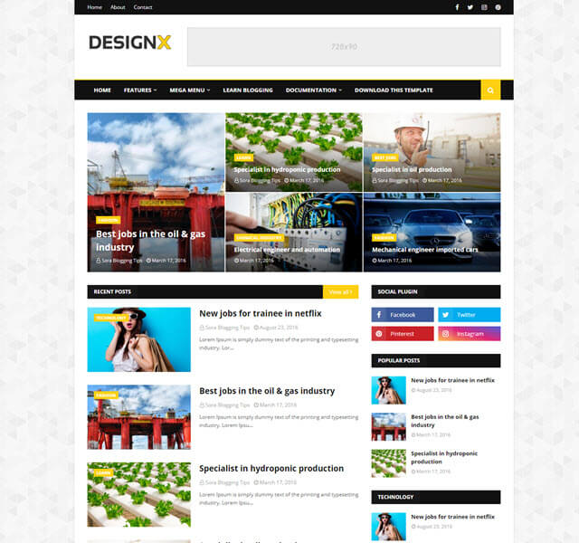 designx free blogger template 