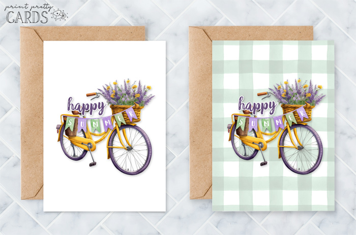 Free Printable "Happy Summer" Bicycle Greeting Cards