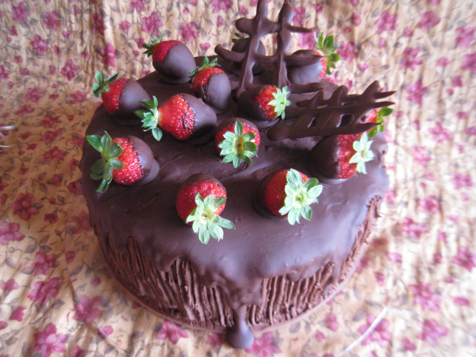 chocolate cake with chocolate strawberries Tarta de chocolate con fresas / Chocolate cake with strawberries