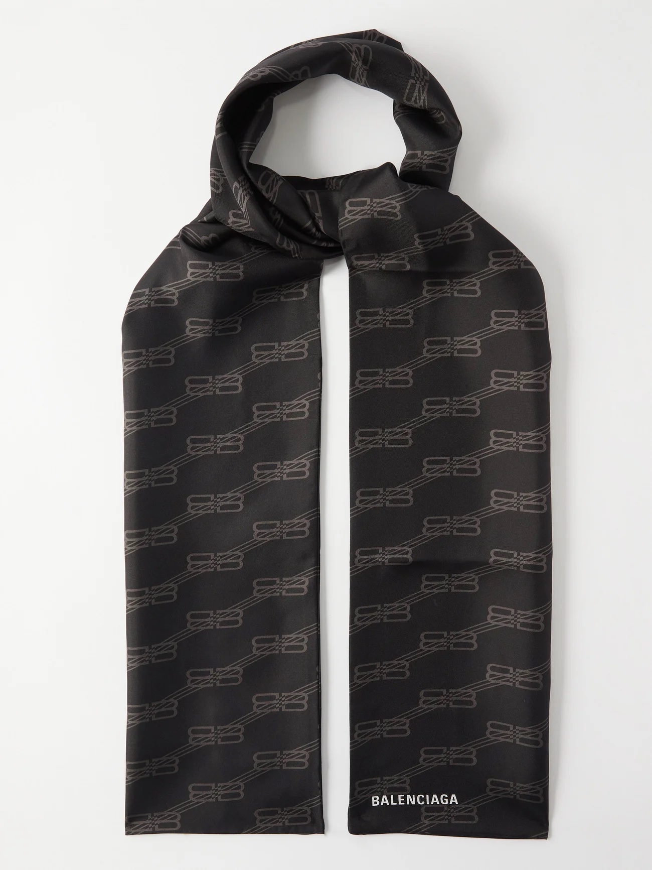 BALENCIAGA BB-monogram silk-twill scarf